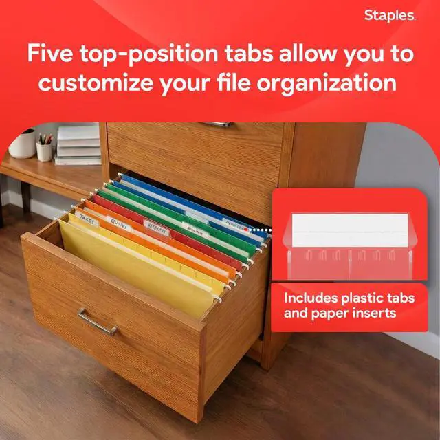 Alt view image 5 of 7 - Heavy Duty Reinforced Hanging File Folders, 1/5-Cut Tab, Legal Size, Assorted Colors, 25/Box (ST18657-CC)