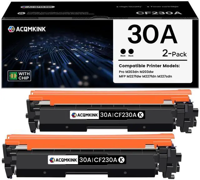 Main image of 30A CF230A Black Toner Cartridge Replacement for HP 30A CF230A Pro M203dn M203dw; MFP M227fdw M227fdn M227sdn Printer Ink, 2 Pack