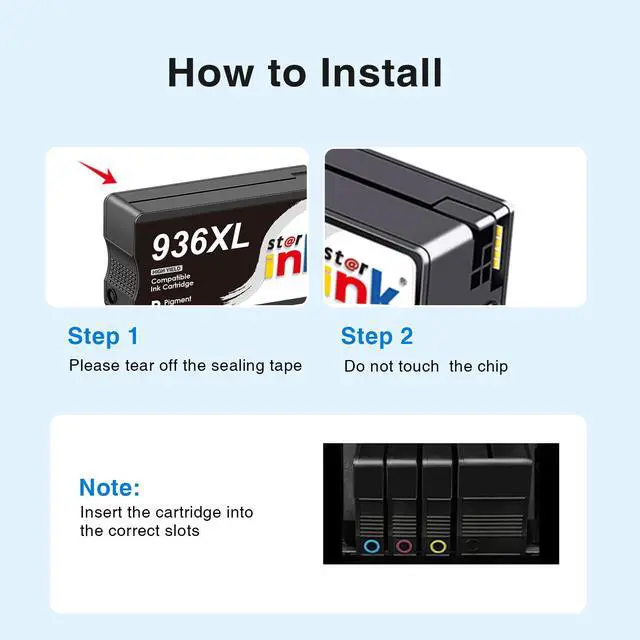 Alt view image 6 of 7 - 936XL 936e 9125e 936 Ink Cartridges Combo Pack: Replacement for HP 936e 936 Ink Cartridges for HP Printers HP936 Compatible with HP OfficeJet Pro 9125e 9120e 9730e 9130 9135e 9122e 9128e,4 Pack