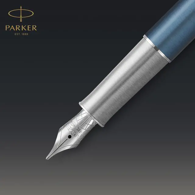 Alt view image 3 of 7 - Sonnet Fountain Pen Premium Metal and Blue Satin Finish with Chrome Trim Fine 18k Gold Nib with Black Ink Cartridge Gift Box