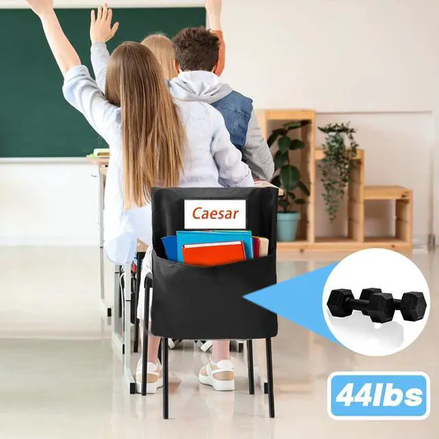 Alt view image 7 of 7 - 24 PCS Chair Pockets for Classroom 20"x17", Seat Sacks for Classroom Chairs k-2, Student Chair Pockets with Name Tag Classroom Chair Organizer for Classroom Kindergarten School Home Seat Storage Black