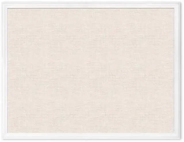 Main image of Farmhouse Linen Bulletin Board, 40" x 30", White Wood Style Frame, Industrial Grade Pinning Surface