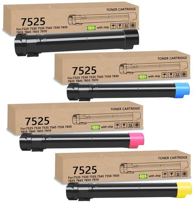 Main image of High Yield 7525 Toner Cartridge with Chip | Compatible with Xerox WorkCentre 7525 7835 7845 7855 7970 7830 7530 7535 7545 7556 Printers(4 Packs