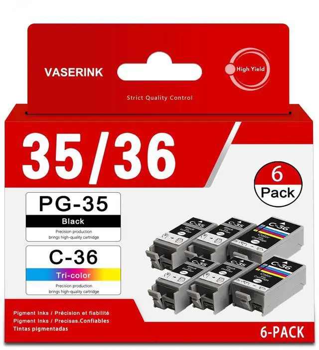 Main image of PGI-35/CLI-36 Value Pack Ink Cartridge 6-Pack Replacement for Canon 35 36 | Compatible with PIXMA iP100 PIXMA iP110 PIXMA TR150 PIXMA TR160 Mini260 Mini320 Printer (4 Black, 2 Color)