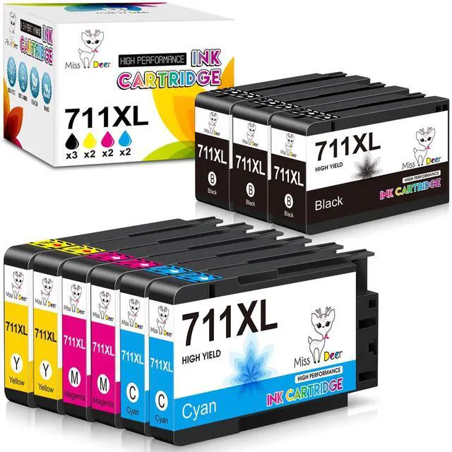 Main image of 711XL Ink Cartridges Compatible Replacement Ink for HP 711 711XL | Work for DesignJet T100 T120 T125 T130 T520 T525 T530 Printer CZ129A, 9-Pack(3BK/2C/2M/2Y)