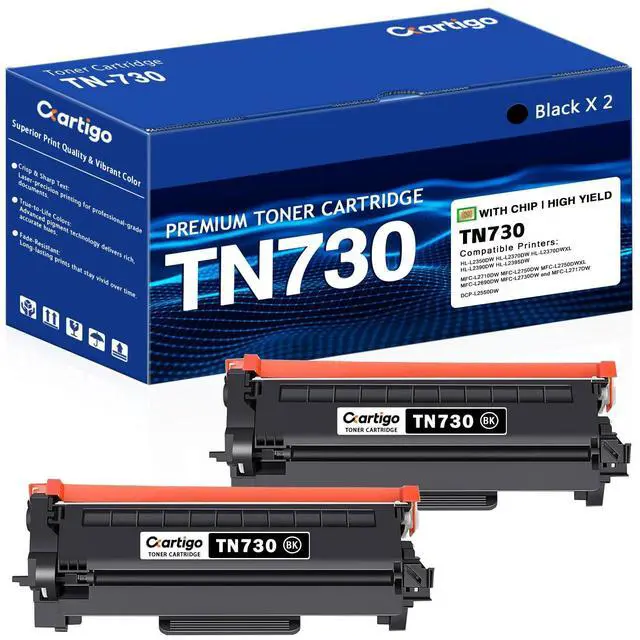 Main image of TN730 Balck Toner Cartridge 2 Pack Replacement for TN-730 TN 730 Compatible with Brother MFC-L2710DW MFC-L2750DW HL-L2350DW HL-L2370DW HL-L2390DW HL-L2395DW DCP-L2550DW Printer
