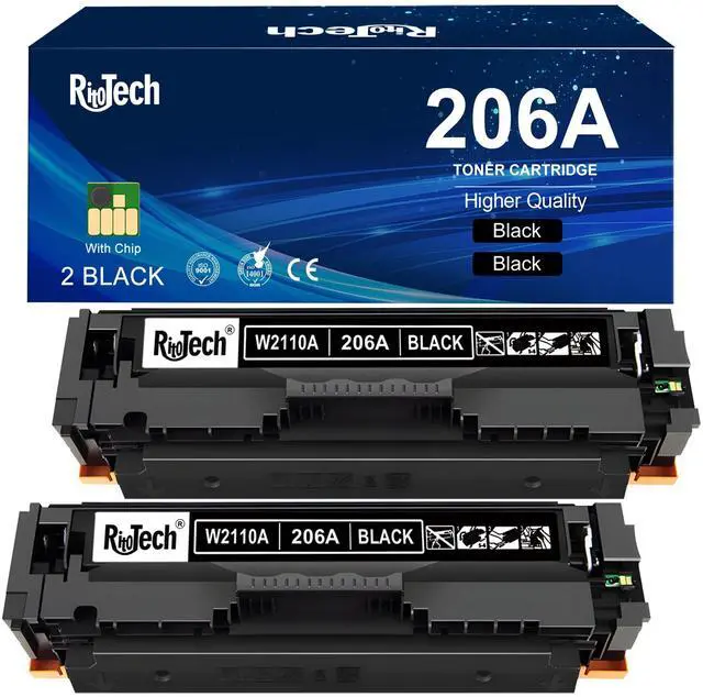 Main image of 206A Black Toner Cartridge for HP 206X W2110A for M283cdw M283fdw,2 Pack | Compatible for HP Color Pro MFP M283fdw M283cdw M283fdn M282nw, Color Pro M255dw M255nw Printer,With Chip