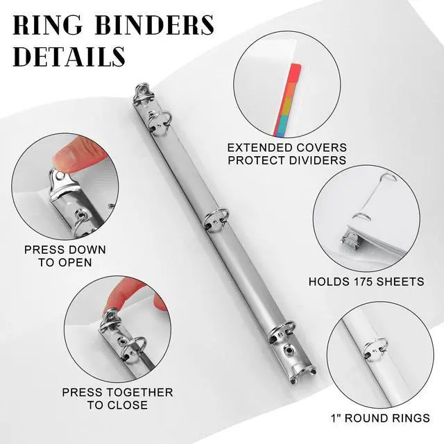 Alt view image 4 of 7 - 24 Pcs 3 Ring Plastic Binders Bulk with 2 Pockets Flexible Binder with Transparent View Cover Plastic Binder for Home Office (1 Inch,Transparent)