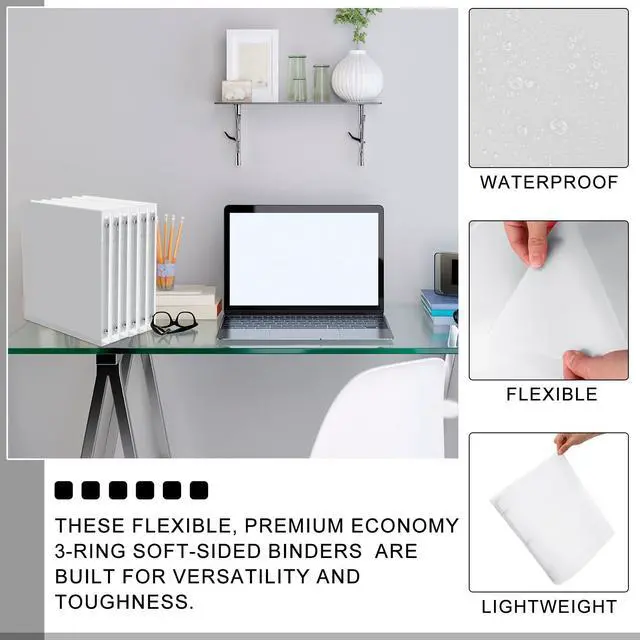 Alt view image 6 of 7 - 24 Pcs 3 Ring Plastic Binders Bulk with 2 Pockets Flexible Binder with Transparent View Cover Plastic Binder for Home Office (1 Inch,Transparent)