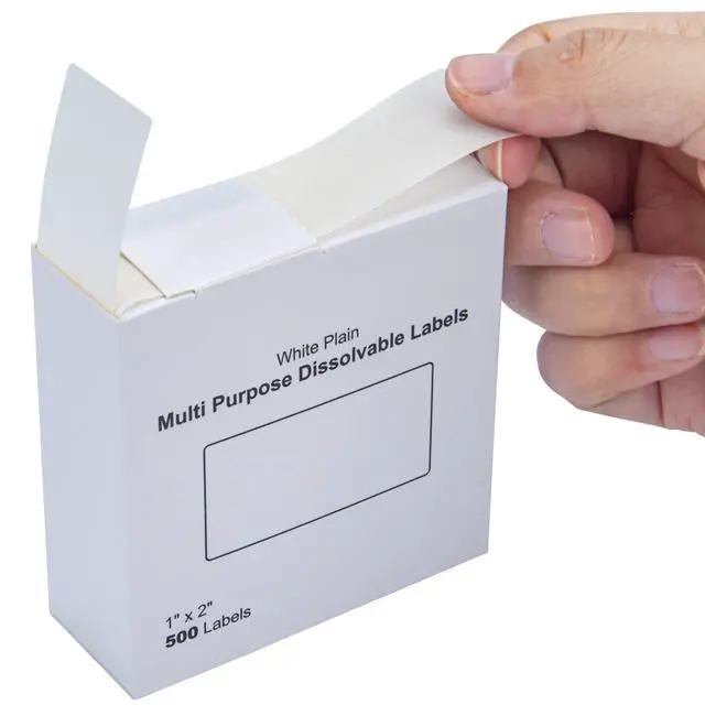 Alt view image 5 of 7 - Blank White 1 x 2 Inch Dissolvable Labels for Food Rotation Prep roll of 500 (9 Rolls)