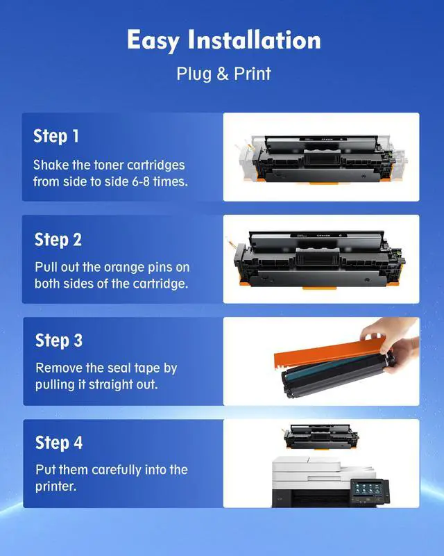 Alt view image 7 of 7 - 410X Toner Cartridges 4 Pack Compatble for HP 410X M477fnw M477fdw M477fdn | Replacement for HP Color LaserJet Pro MFP M477fdw M477fdn M477fnw M452dn M452nw M452dw M377dw M477 M452 CF410X