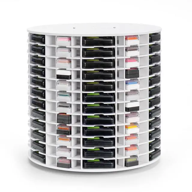 Main image of Rotating Ink Pad Storage Organizer Rack, 72 Grids for Slim 2-3/4"x4" Ink Pads, 72 Grids for Mini Cube Caddy Ink Pads, Craft Stamp Pad Holder for Desktop