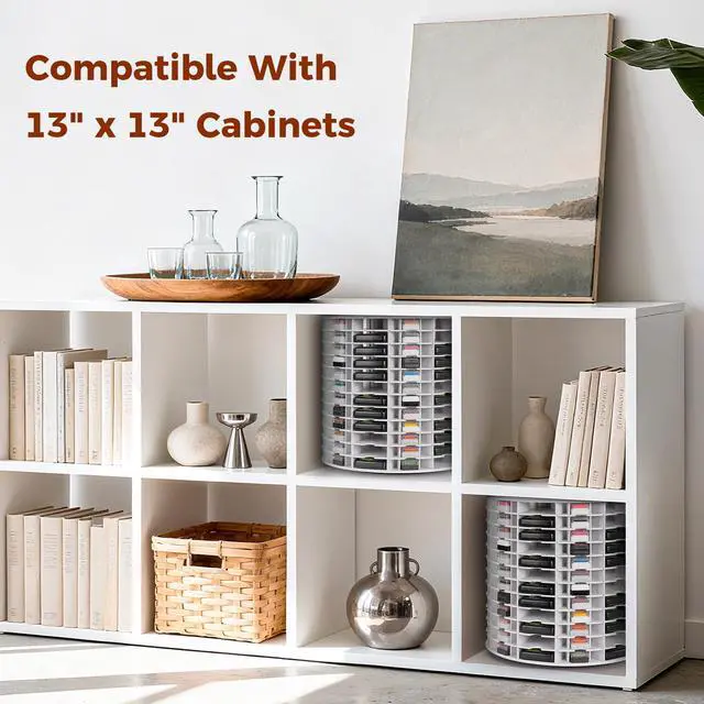 Alt view image 6 of 7 - Rotating Ink Pad Storage Organizer Rack, 72 Grids for Slim 2-3/4"x4" Ink Pads, 72 Grids for Mini Cube Caddy Ink Pads, Craft Stamp Pad Holder for Desktop