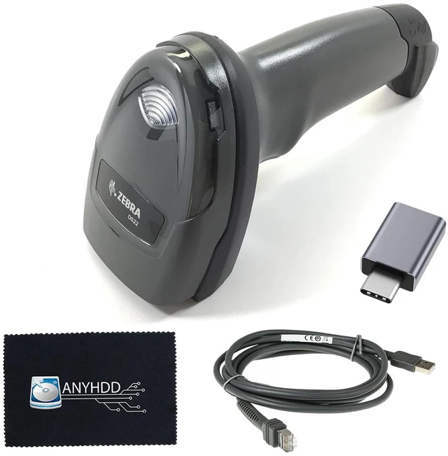 Main image of DS2208-SR Handheld 2D Barcode Scanner Kit with USB Cable, USB-A to USB-C Adapter & Cleaning Cloth Wired Standard Range Imager, Black