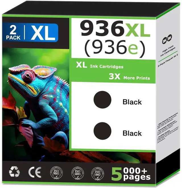 Main image of 936XL 936e Black Ink Cartridges Compatible With HP 936 Black Ink Compatible with OfficeJet Pro 9120 9122 9125 9128 9130 9117b 9120b 9130e 9125e 9128e High Yield Updated with V19.12.1 Chip (2 Pack)