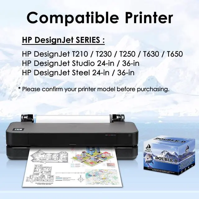 Alt view image 2 of 7 - 712XL Black Ink Cartridges Replacement for HP 712 712XL BK for DesignJet T650 T630 T230 T210 Studio Plotter Printer 3ED71A (2BK-80ML, 2 Pack)
