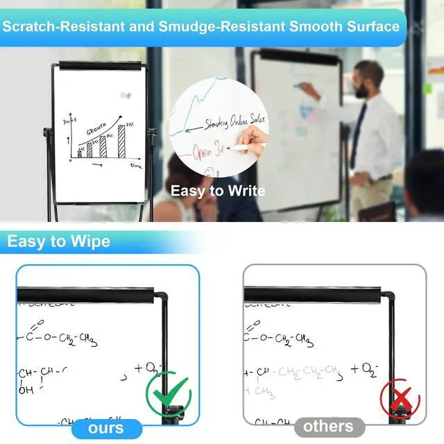 Alt view image 5 of 6 - Stand White Board - 40 x 28 Inch Double Sided Magnetic Dry Erase Board with Stand Height Adjustable, Home Office Classroom School Teacher Use