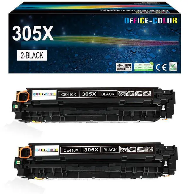 Main image of 305A 305X Black High-Capacity CE410X Toner Cartridge Replacement for HP 305 | Works with HP LaserJet Pro 400 Color M451dn M451nw M451dw MFP M475dw M475dn Pro 300 M375nw (2 Pack)