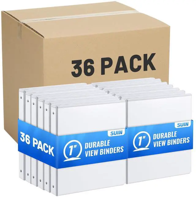Main image of 3 Ring Binder Bulk 36 Packs -Premium 1'' Binders with Roung Ring Binder, Large 200 Sheet Capacity, Fit 8.5" x 11" US Letter Size Paper, White (1'' White - 36 Packs)