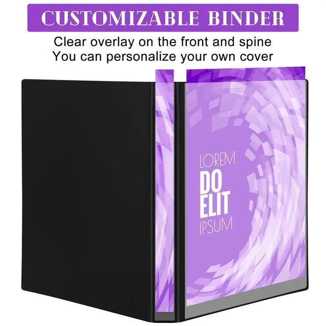 Alt view image 3 of 7 - 24 Pcs 3 Ring Plastic Binders Bulk with 2 Pockets Flexible Binder with Transparent View Cover Plastic Binder for Home Office(1 Inch,Black)