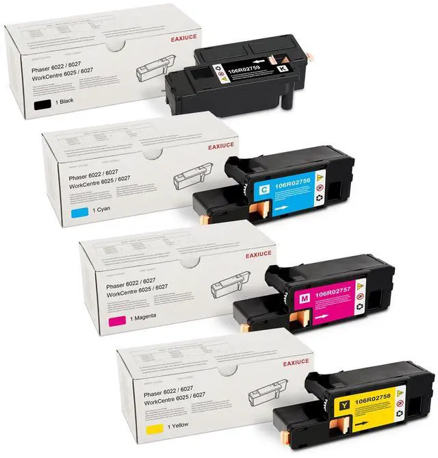 Main image of WorkCentre 6027 High-Yield Toner Cartridge Set (4 Pack, 1BK/1C/1M/1Y)- EAXIU 106R02759 106R02756 106R02757 106R02758 Toner Replacement for Xerox Phaser 6020 6022 WorkCentre 6025 6027 Printer