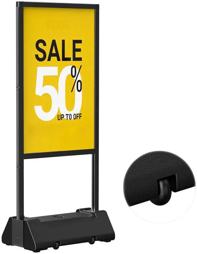 Main image of Heavy Duty Sign Holder Stand, 24"x36" Poster Stand | Water-Fillable Base & Wheels, Aluminum Alloy, Portable Sidewalk Design, Outdoor Business Use, Frame Only
