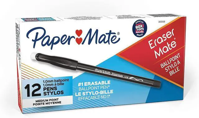 Main image of EraserMate Pen, Medium Point, Black | Erasable | Box of 12, Pack of 12