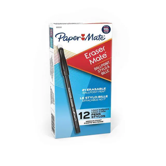 Alt view image 5 of 5 - EraserMate Pen, Medium Point, Black | Erasable | Box of 12, Pack of 12