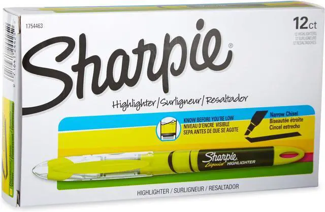 Main image of Liquid Highlighters, Chisel Tip, Fluorescent Yellow, 12 Count (Pack of 12)