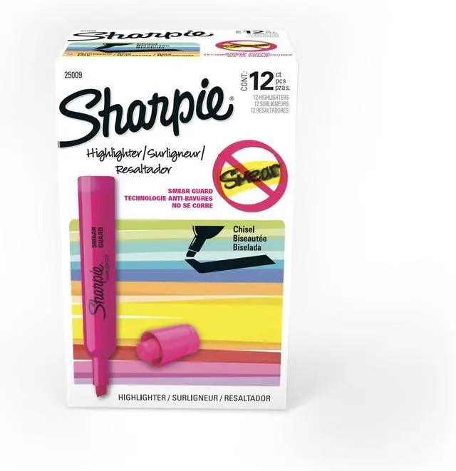 Main image of Tank Style Highlighters Chisel Tip Fluorescent Pink Box of 12 (Pack of 12)