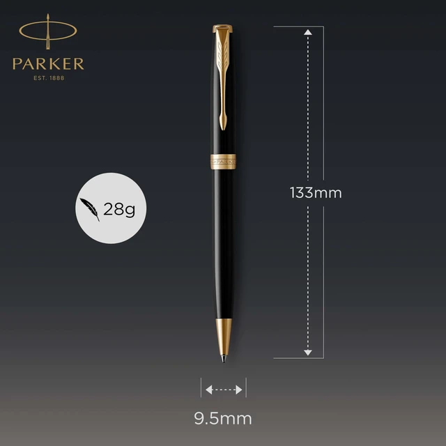 Alt view image 2 of 7 - Sonnet Ballpoint Pen Black Lacquer with Gold Trim Medium Point Black Ink (1931497)
