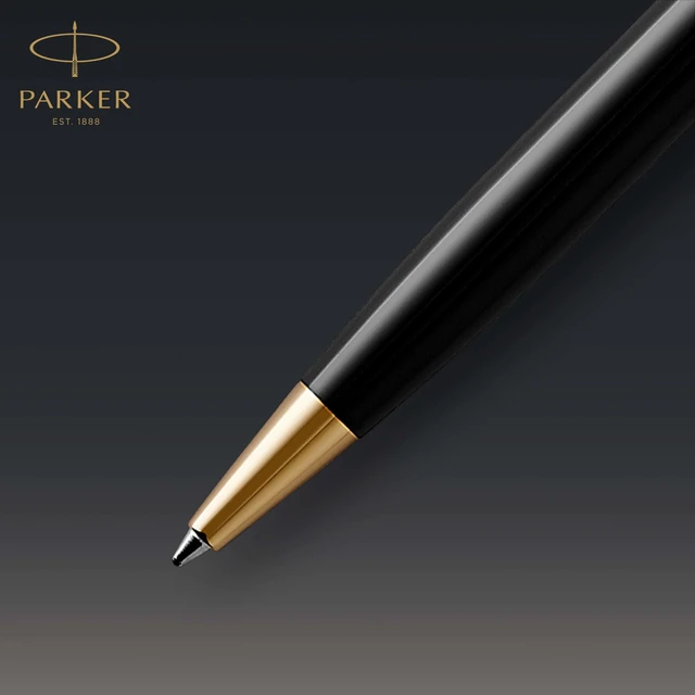 Alt view image 3 of 7 - Sonnet Ballpoint Pen Black Lacquer with Gold Trim Medium Point Black Ink (1931497)
