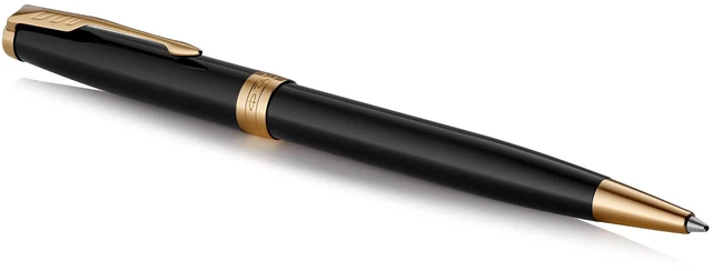 Alt view image 4 of 7 - Sonnet Ballpoint Pen Black Lacquer with Gold Trim Medium Point Black Ink (1931497)