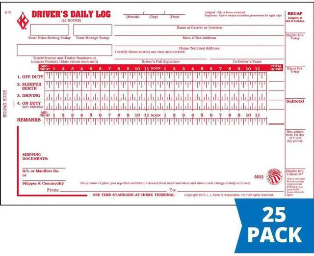 Alt view image 4 of 6 - J. J. Keller Driver Daily Log Book 25-pk. with Detailed Driver Vehicle Inspection Report & Simplified Recap - Book Format with 31 Sets, 2-Ply with Carbon, 8.5" x 5.5"