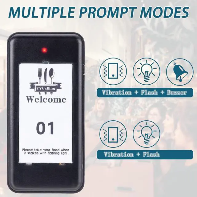 Alt view image 2 of 7 - 16 PCS Restaurant Pager,Pagers for Restaurants 16 Guest Pagers,Buzzers Social Distancing, 98 Chanels with Vibration, Flashing and Buzzer for Truck
