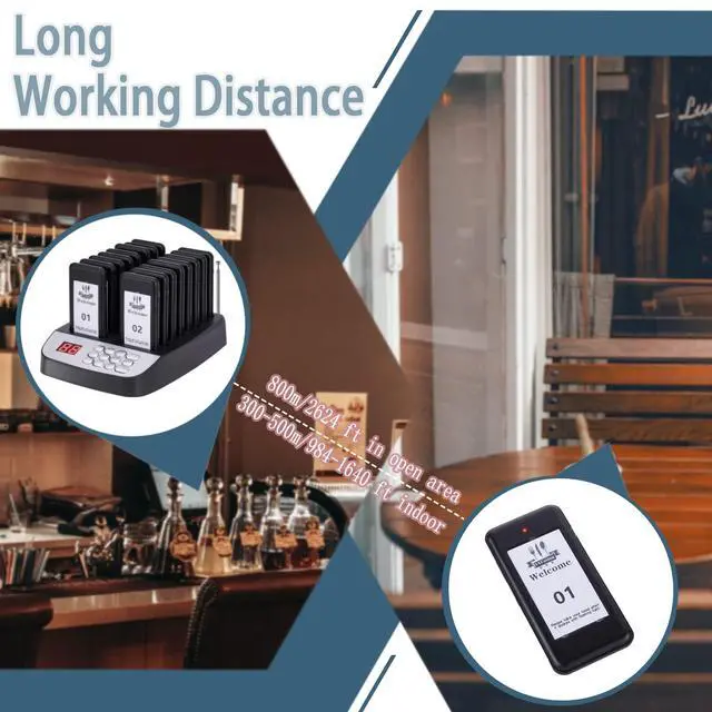 Alt view image 4 of 7 - 16 PCS Restaurant Pager,Pagers for Restaurants 16 Guest Pagers,Buzzers Social Distancing, 98 Chanels with Vibration, Flashing and Buzzer for Truck
