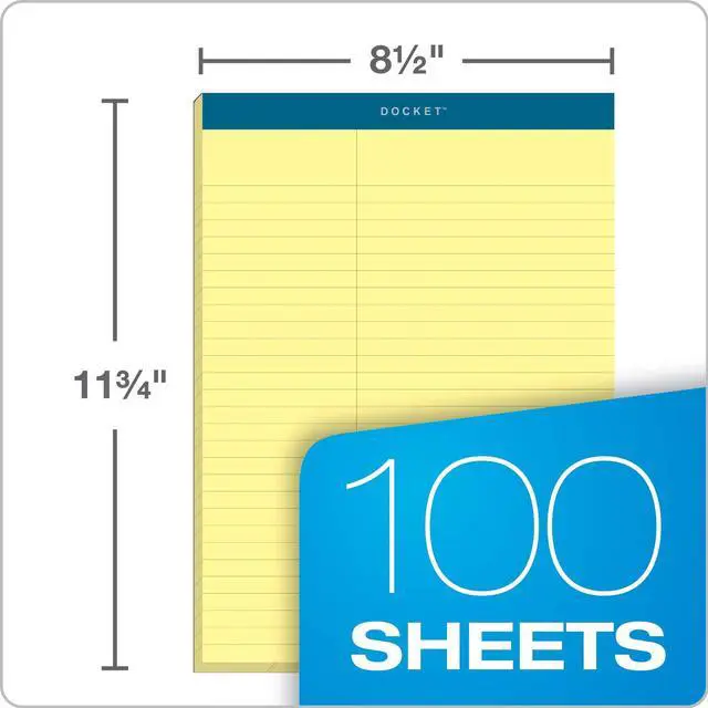 Alt view image 3 of 6 - Docket Legal Pads, 6 Pack, Premium Note Pads, 100 Law Ruled 8.5" x 11" Sheets, Canary Yellow Paper with Firm Back, Professional Legal & Office Notepads, 2X More Sheets, Proudly Made in the USA