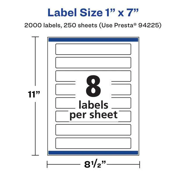 Alt view image 5 of 7 - ® Matte White Rectangle Labels, Sure Feed® Technology, 1" x 7", 2,000 Matte White Printable Labels