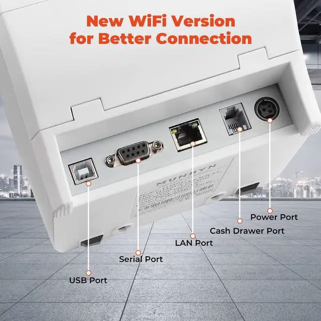 Alt view image 3 of 7 - WiFi Thermal Receipt Printer with USB/LAN/RS232 Port POS Printer | 80mm Black Printer Works with Mac Windows Chromebook Linux Cash Drawer,Do Not Support Square Paypal Zettle Shopify Bluetooth