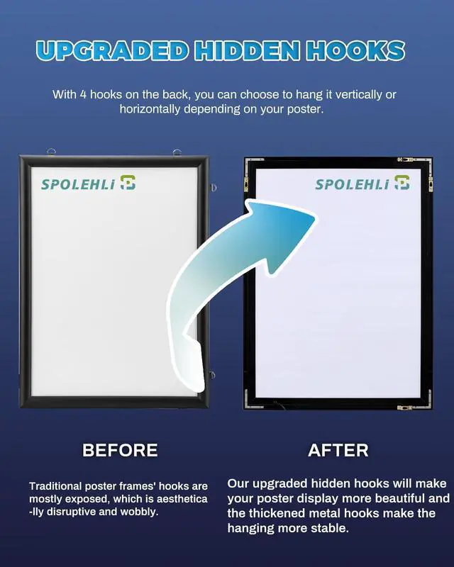 Alt view image 7 of 7 - 27 x 40 Inch Led Movie Poster Frame, Backlit Poster Frame Light Box Display, Wall Mounting, Aluminum Profile, Magnetic Frame for Movie Poster Advertising Display (Black)