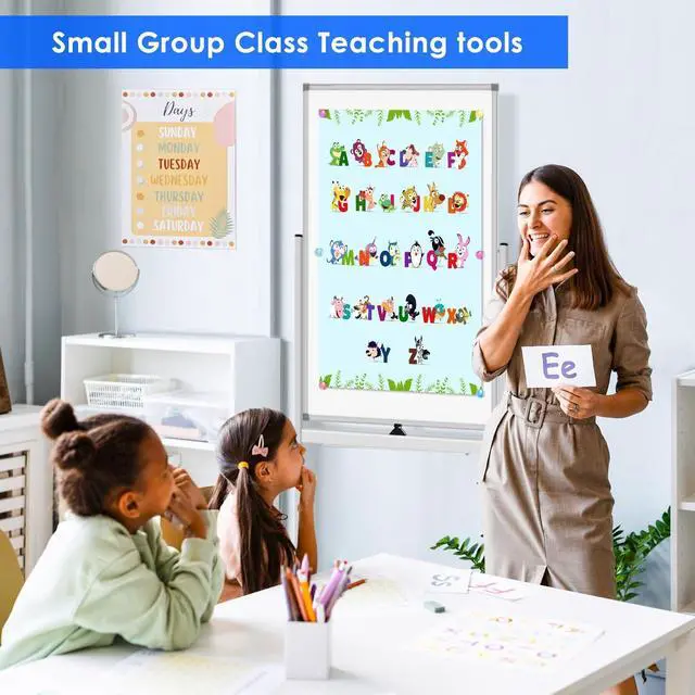 Alt view image 7 of 7 - Magnetic Mobile White Board, 40 x 24 Double Sided Dry Erase Board Rolling Whiteboard Aluminum Frame Standing Whiteboard on Wheels