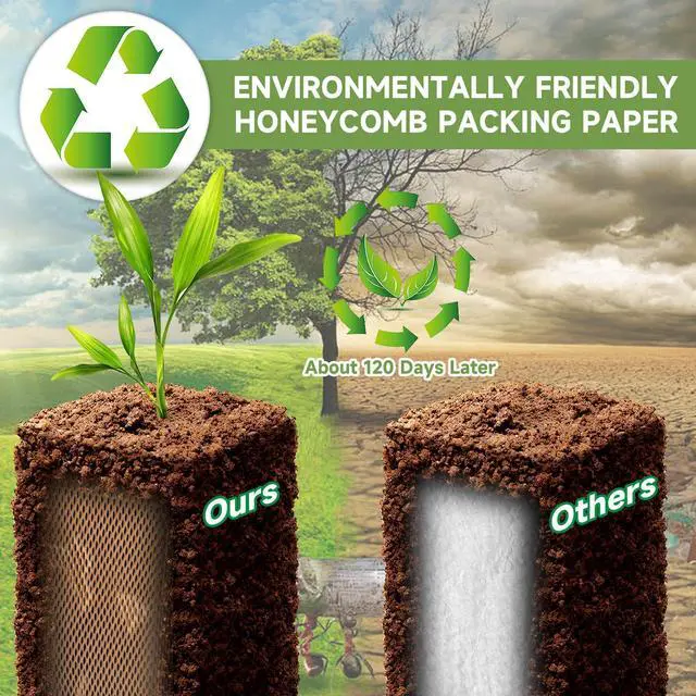 Alt view image 4 of 7 - Honeycomb Packing Paper Wrap 15''x820', Substitute Alternative for Bubble Cushioning Wrap for Moving Shipping Packaging, Recyclable Moving Supplies with 48 Fragile Sticker Labels