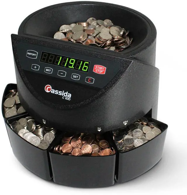 Main image of C100 Electronic Coin Sorter/Counter, Countable coins 1¢, 5¢, 10¢, 25¢, 250 coins/min, 110 VAC