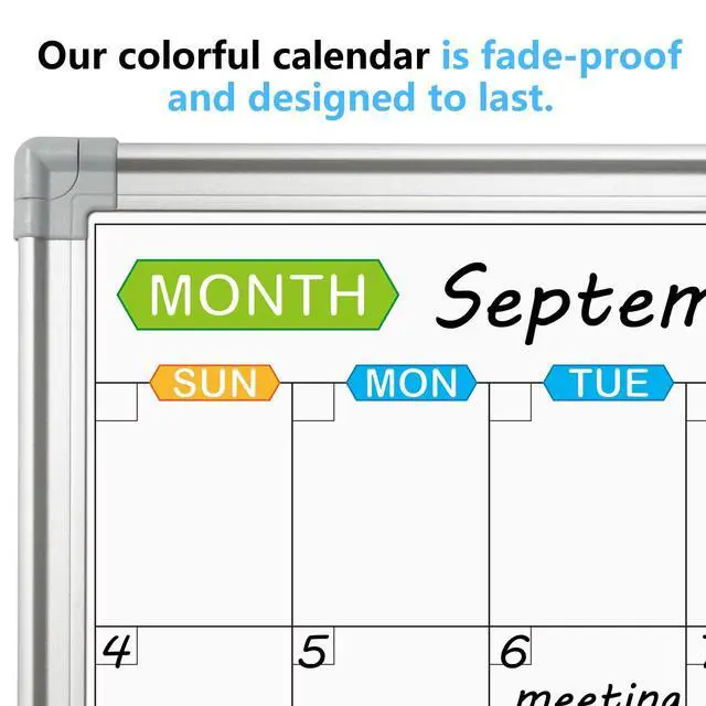 Alt view image 3 of 7 - Magnetic Dry Erase Calendar Whiteboard, 2 Month White Board Planner 48 X 36 Inch, Silver Aluminum Frame Wall Mounted Board for Office Home and School