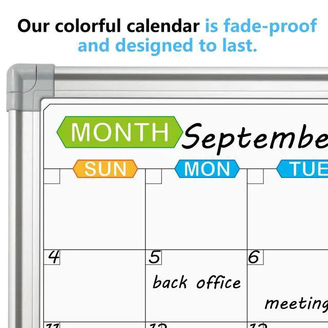 Alt view image 3 of 7 - Magnetic Dry Erase Calendar Whiteboard, 4 Month White Board Planner 48 X 36 Inch, Silver Aluminum Frame Wall Mounted Board for Office Home and School