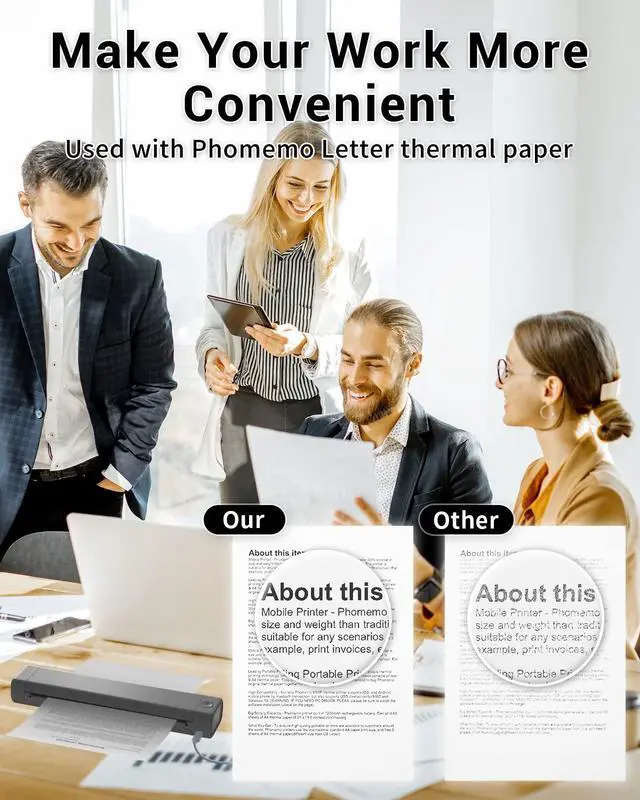 Alt view image 5 of 7 - Inkless Portable Printer for Travel - Wireless Thermal Printer Compatible with Phone & Laptop, Bluetooth Printers Supports 8.5" X 11" Letter Thermal Paper, Come with Carry Case