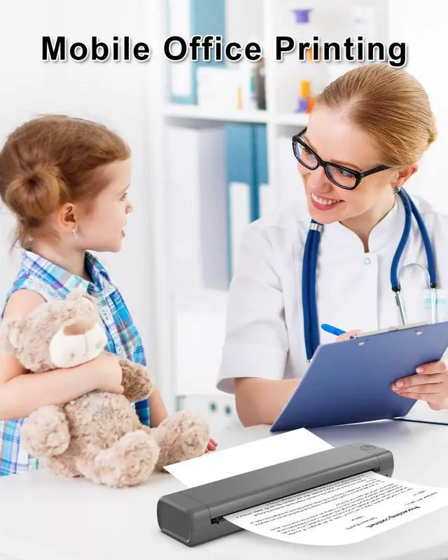 Alt view image 7 of 7 - Inkless Portable Printer for Travel - Wireless Thermal Printer Compatible with Phone & Laptop, Bluetooth Printers Supports 8.5" X 11" Letter Thermal Paper, Come with Carry Case