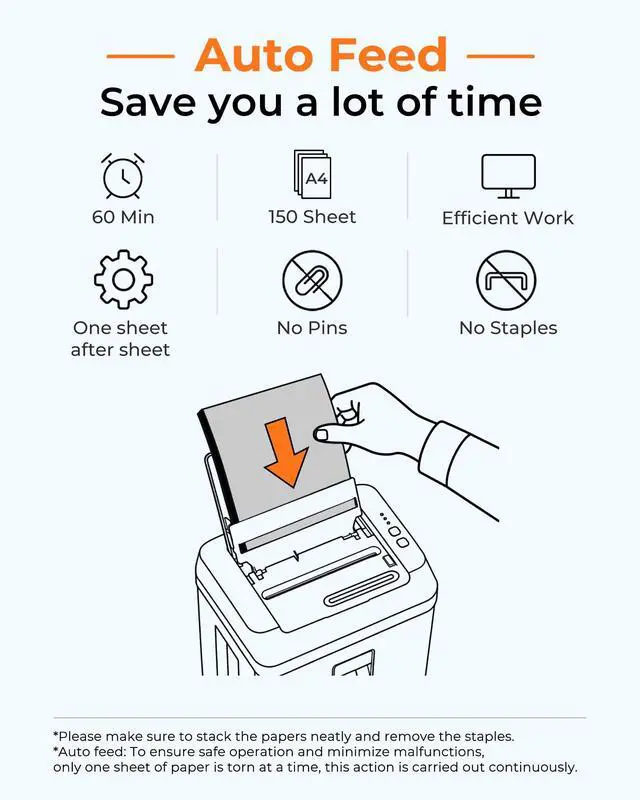 Alt view image 3 of 7 - 150-Sheet Paper Shredder Heavy Duty, Micro Cut and CDs/Cards, P5 Ultra Security, 60 Min Non Stop Shredder for Home Office, 5.3 Gallon Bin with Wheels, <60 dB (OL289)