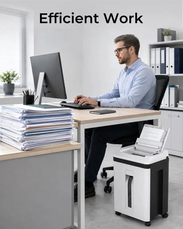 Alt view image 5 of 7 - 150-Sheet Paper Shredder Heavy Duty, Micro Cut and CDs/Cards, P5 Ultra Security, 60 Min Non Stop Shredder for Home Office, 5.3 Gallon Bin with Wheels, <60 dB (OL289)