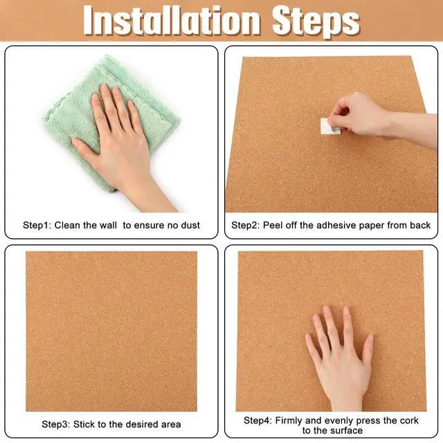 Alt view image 3 of 7 - 40 Pack Cork Board Square 12" x 12", 1/4" Thick Cork Board Tiles Bulk for Wall Self Adhesive Bulletin Corkboards Tiles Sheet for Wall School Office Home Decoration